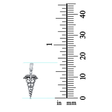 Caduceus Pendant Charm 925 Sterling Silver